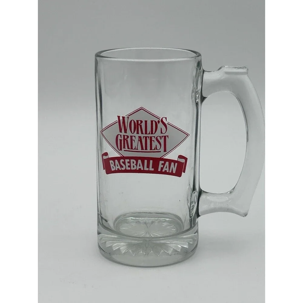 Worlds Greatest Baseball Fan Beer Mug 5.5” Dad Gift Baseball Lover